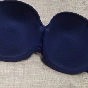 Victoria Secret sexy strapless blue push-up underwire eyelet trim bra 32DD